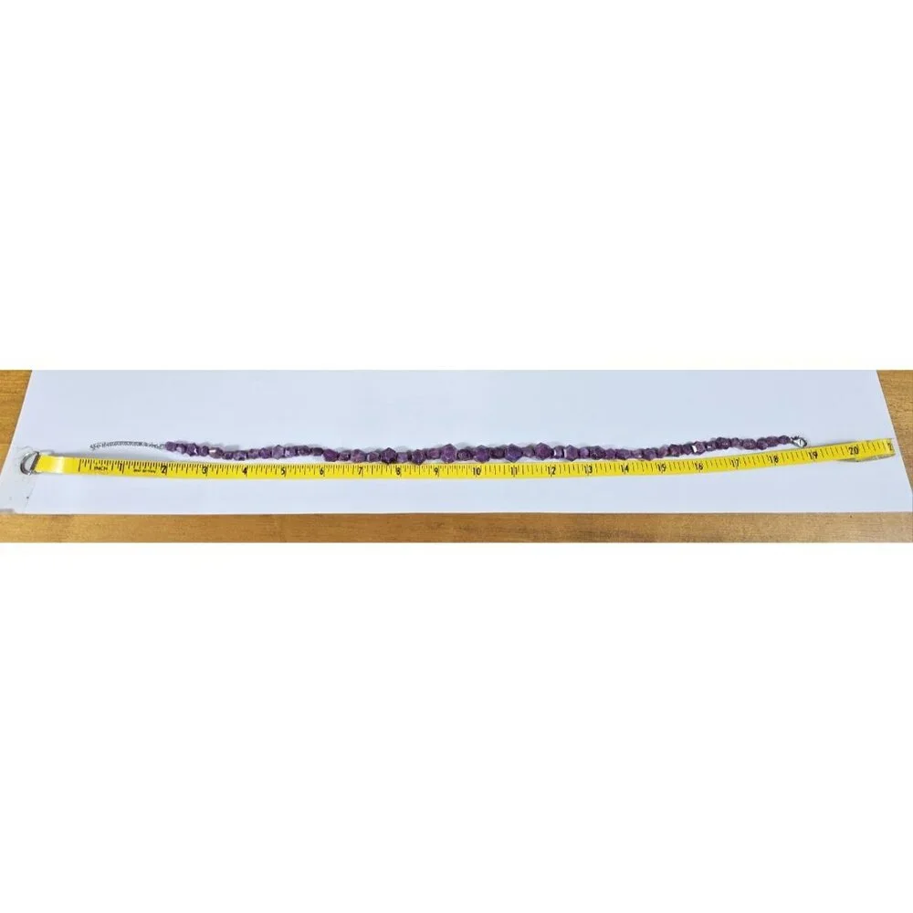 Purple Amethyst Faceted Nugget Bead Necklace Natural Gemstone Boho Statement. - Picture 7 of 7